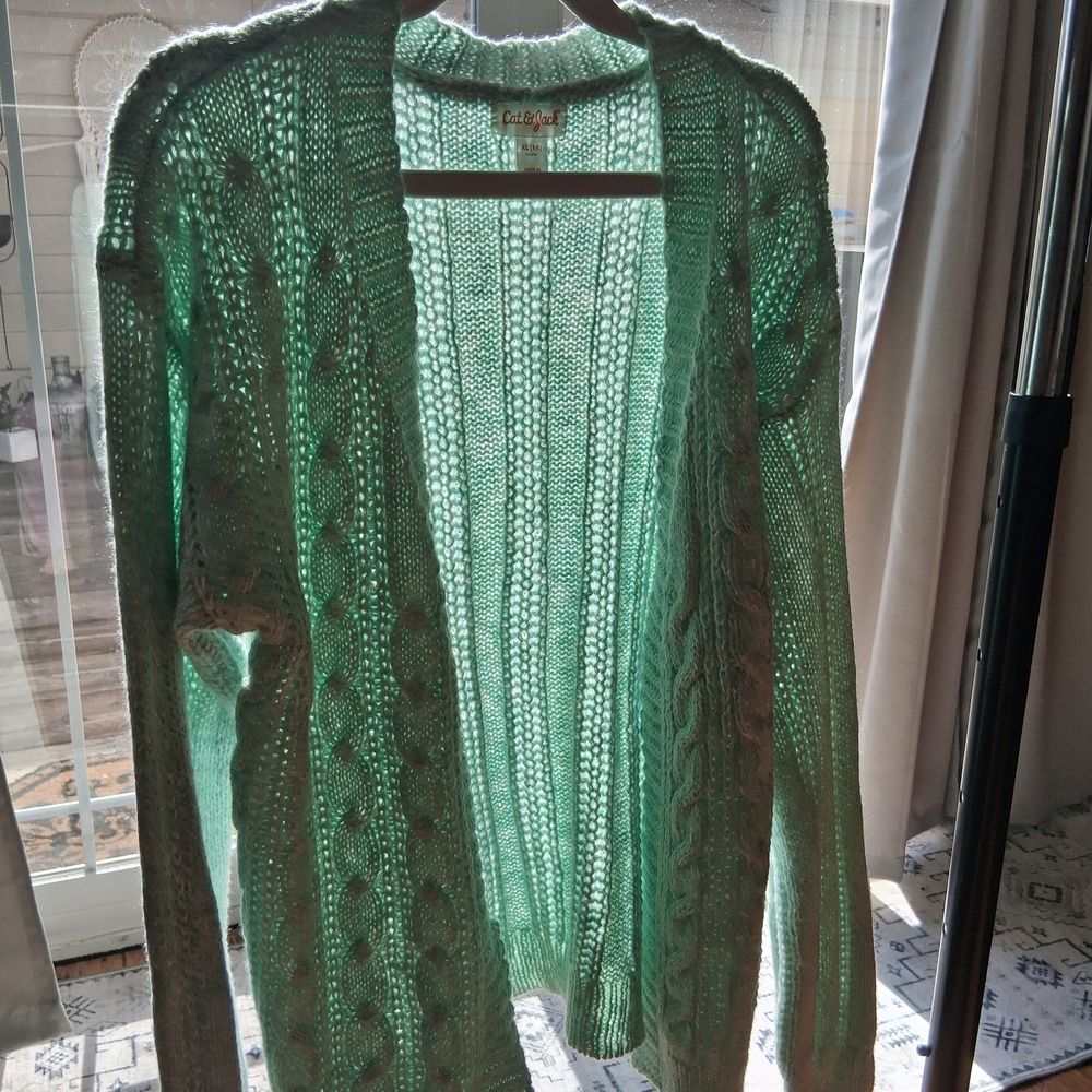 Mint Green Cable Knit Sweater